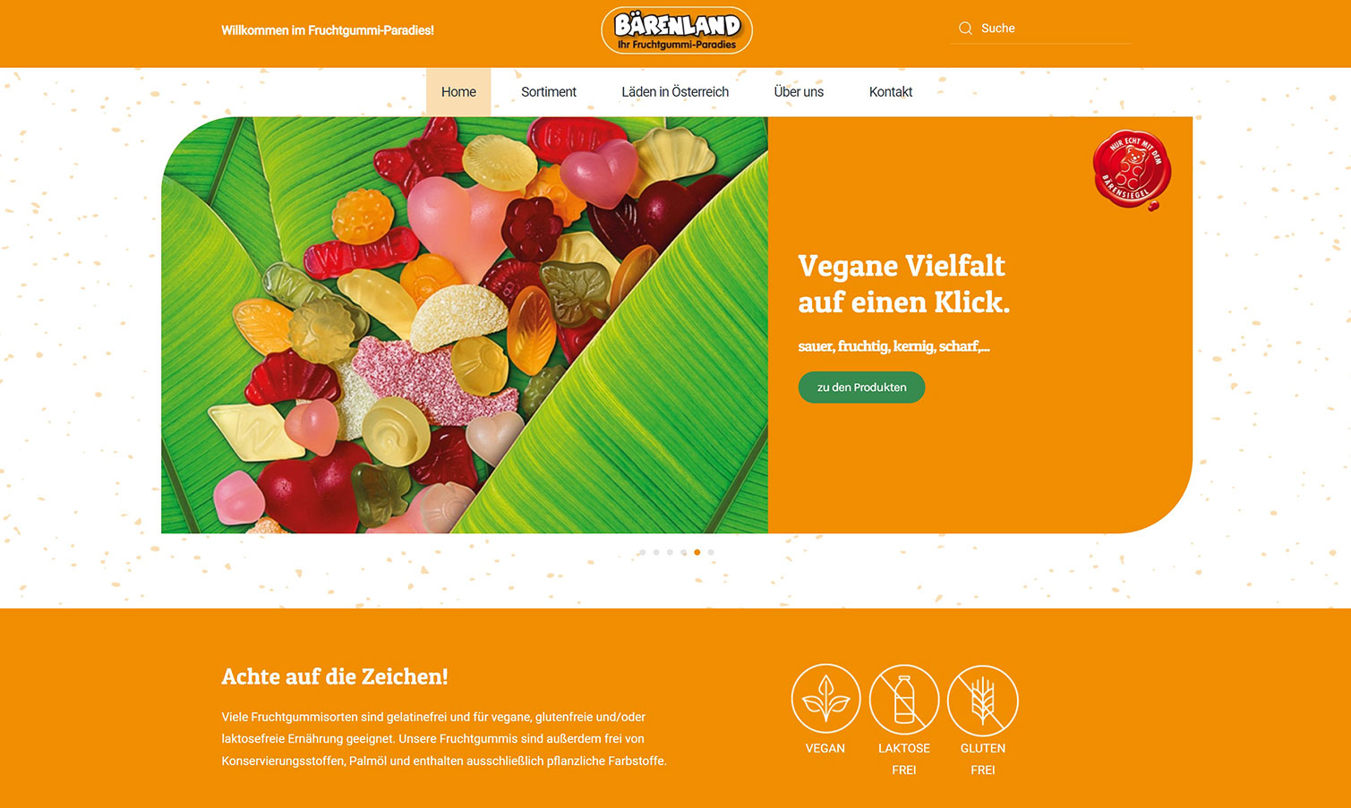 Screenshot B&auml;renland Startseite